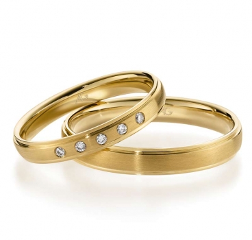 Trauringe Gelbgold schmal Diamant