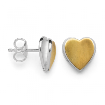 Herzohrstecker zweifarbig Silber Gold