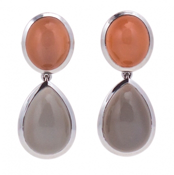 Ohrringe Weissgold Mondstein grau und rosé