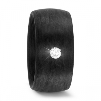 Carbon Ring mit Diamant