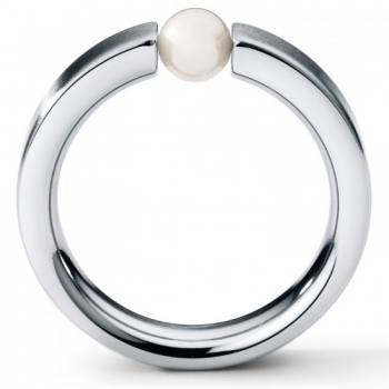 designer schmuck aus edelstahl perlspannring mit akojaperle
