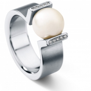 Spannringe Süßwasserperle Diamanten
