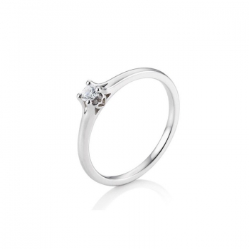 Platinring Solitaire Diamant Heart