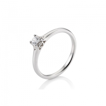 Platinring Solitaire Diamant Heart