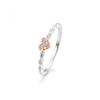 herzringe schmal zweifarbig weissgold rosegold diamanten herz