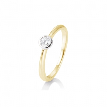 Solitaire Ring Gelbgold Weißgold Zargenfassung