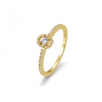 Solitaire Ring Diamanten Gelbgold Oval Krappenfassung