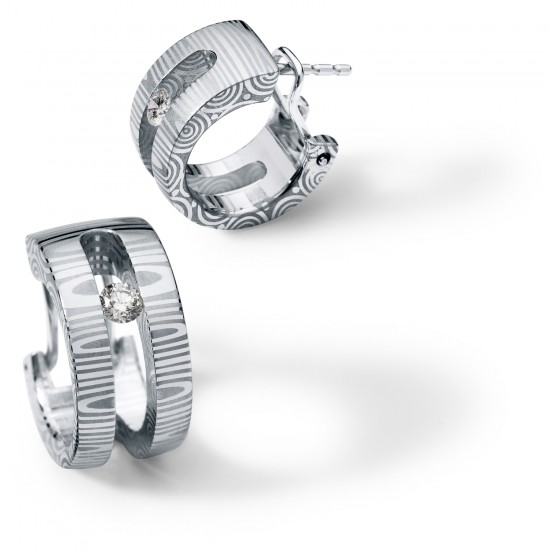 Juwelier Zeller Shop - Creolen mit Diamant aus Damast Edelstahl