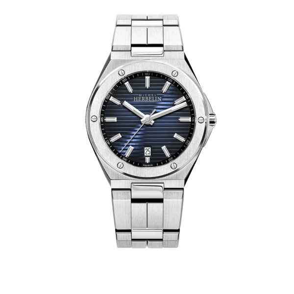 robuste herrenarmbanduhr michel herbelin cap camarat 12245/b15 edelstahlarmband blaues zifferblatt