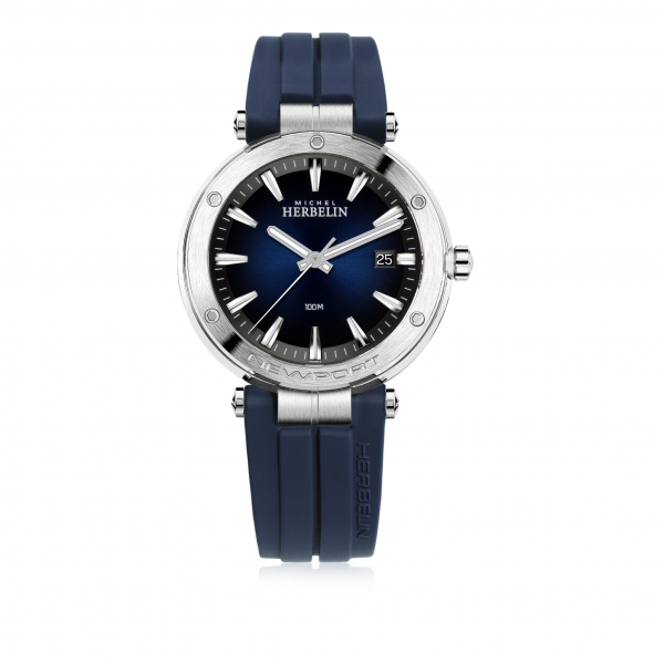 michel herbelin newport blaues zifferblat und kautschukarmband 12288/15CB kaufen