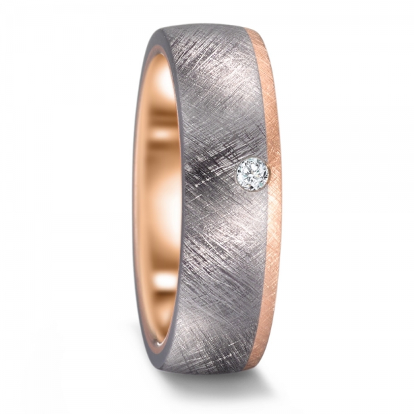 tantal ring mit roségold und diamant