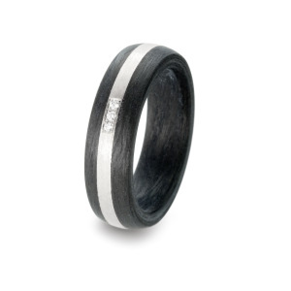 Carbon Palladium Ring mit Diamanten
