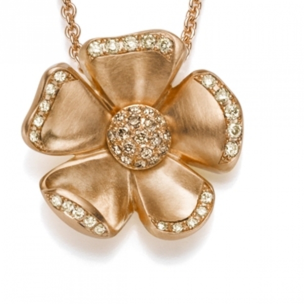 anhänger blüte rotgold diamanten
