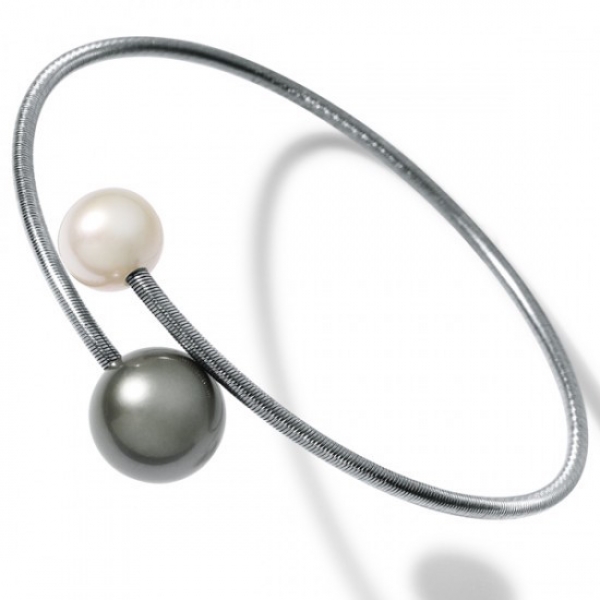 perlarmband elsatisch mit tahtiperle und süßwasserperle