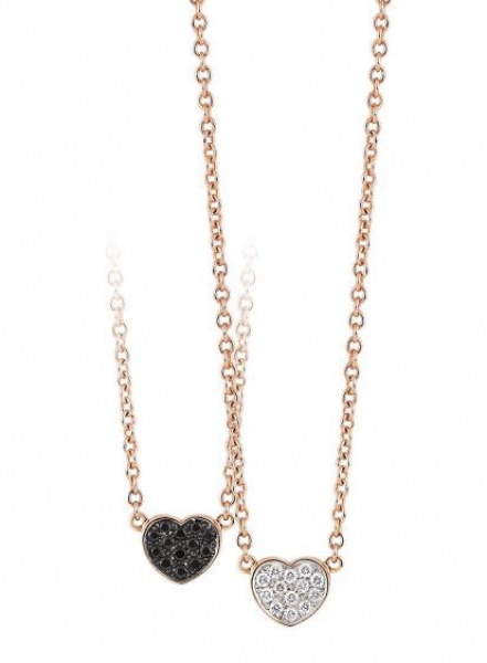 herzkette beidseitig tragbar diamantherz und saphirherz gold mit brillanten und safiren al coro palladio c240r