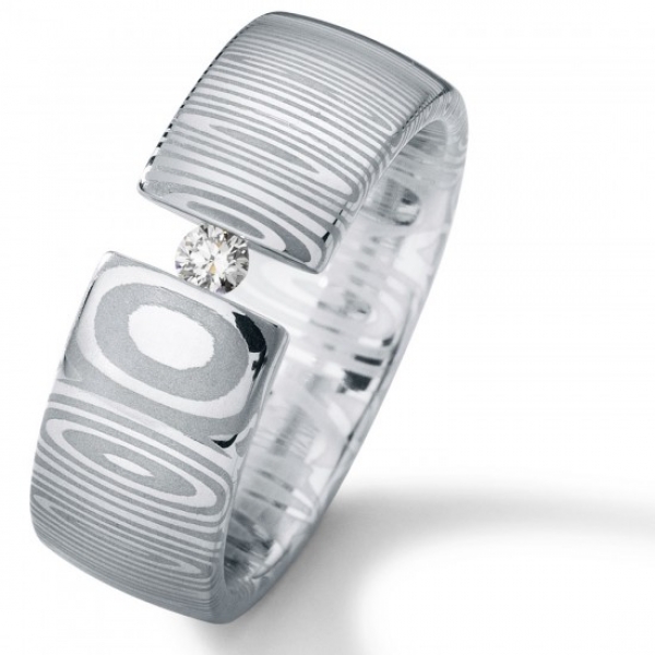 diamantring damast edelstahl