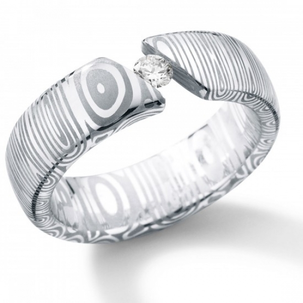 diamantring damast edelstahl