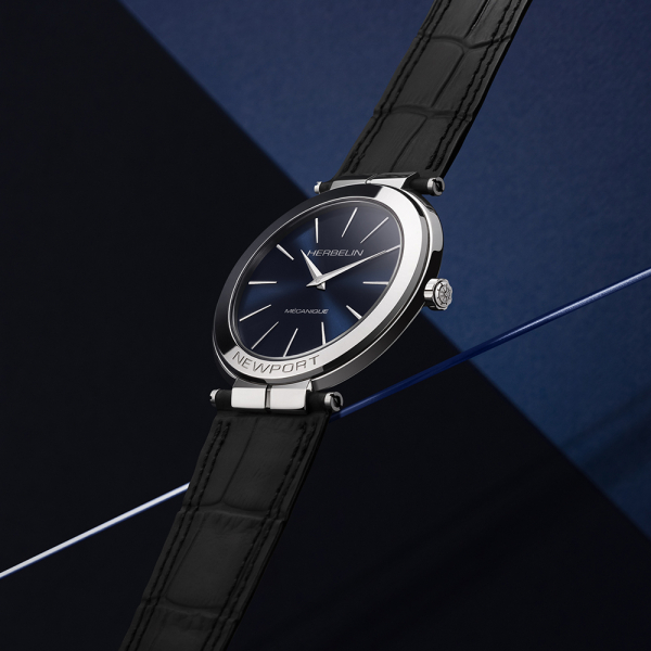 extra flache mechanische herrenuhr michel herbelin newport slim 1222/ap15 jetzt kaufen