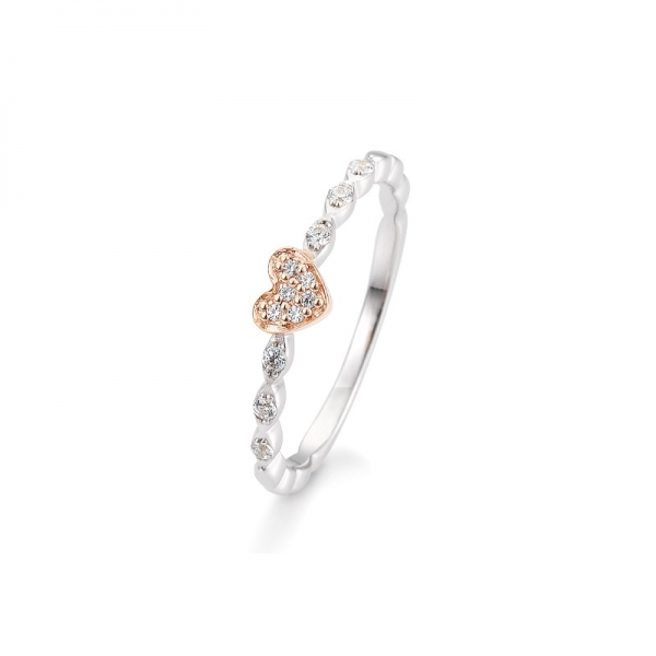 herzringe schmal zweifarbig weissgold rosegold diamanten herz