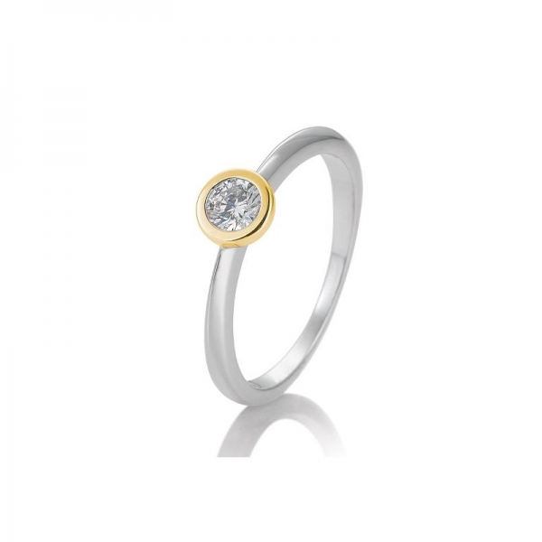diamantring solitaire zargenfassung bicolor gelbgold weissgold  für verlobung oder hochzeit