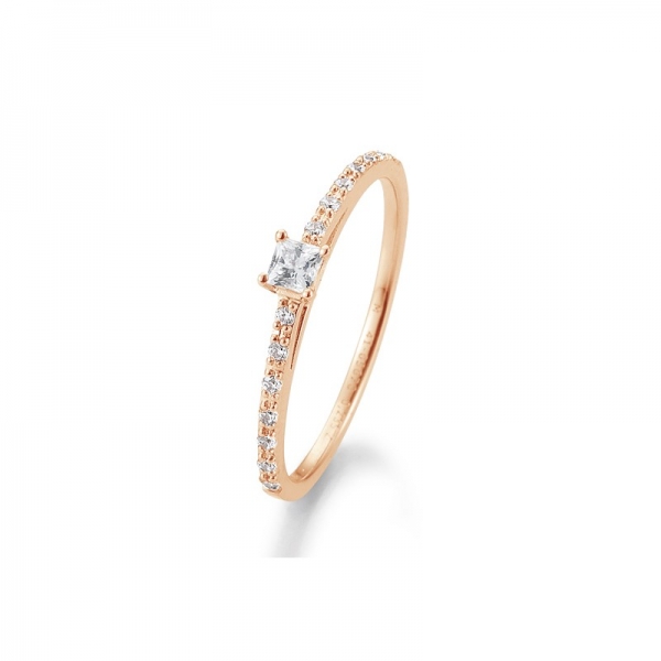verlobungsring rosegold prinzess solitaire ring seitlichen brillanten krappenfassung